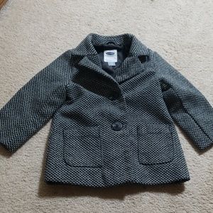 Old Navy Black and White Checkered Peacoat